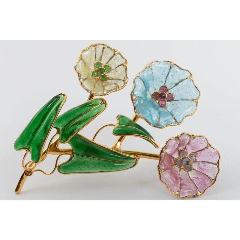 Augustine Glass Paste Flower Brooch For Sale 1