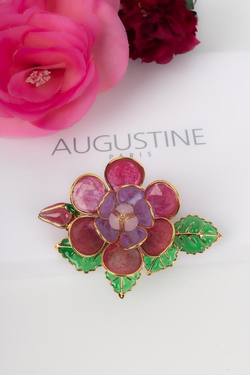 Augustine Glass Paste Flower-Shaped Brooch /Pendant For Sale 3