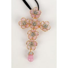 Augustine Glass Paste Necklace/Brooch in the Shape of a Cross