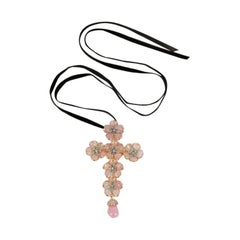 Augustine Glass Paste Necklace/Brooch in the Shape of a Cross