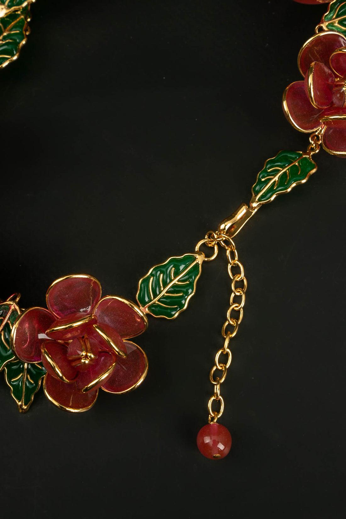 Augustine Glass Paste Necklace in Gilded Metal For Sale 3