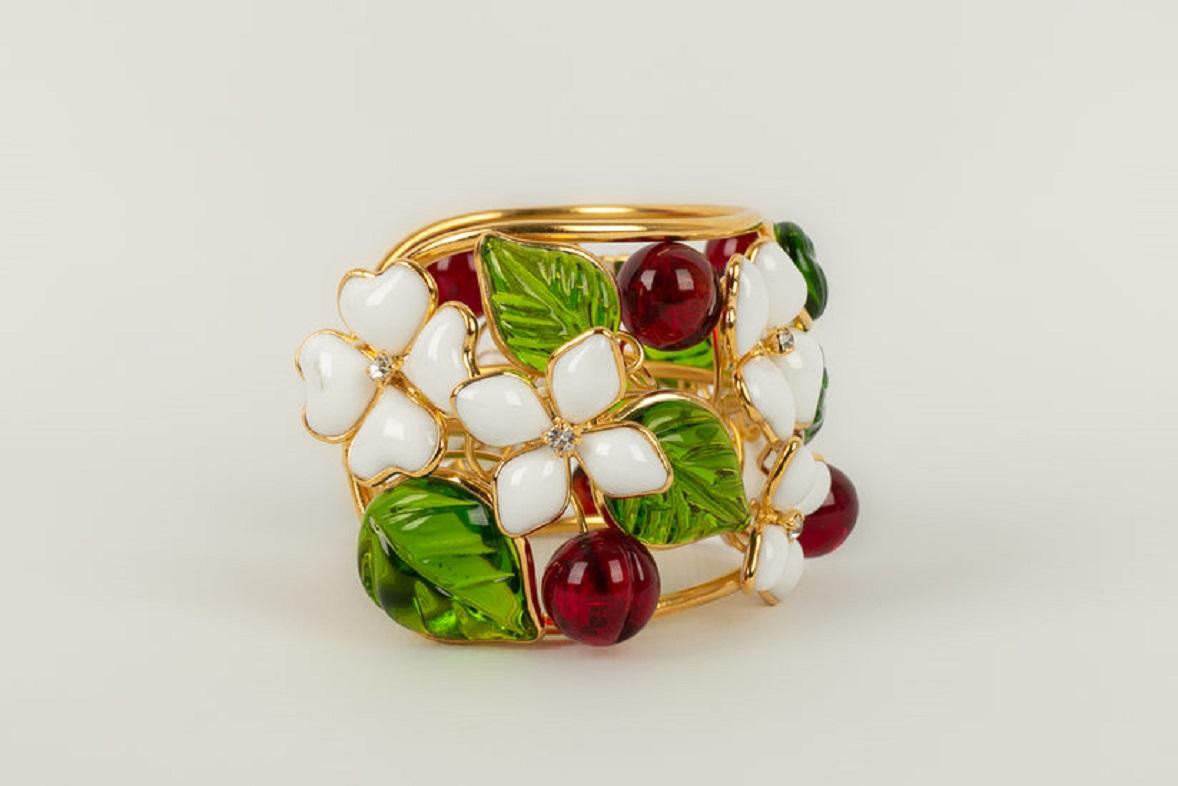 Women's Augustine Gold Metal, Glass Paste and Rhinestones Cuff Bracelet