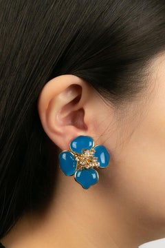 Augustine Gold Plated Metal and Blue Glass Paste