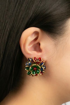 Augustine Gold-Plated Metal and Glass Paste Clip Earrings
