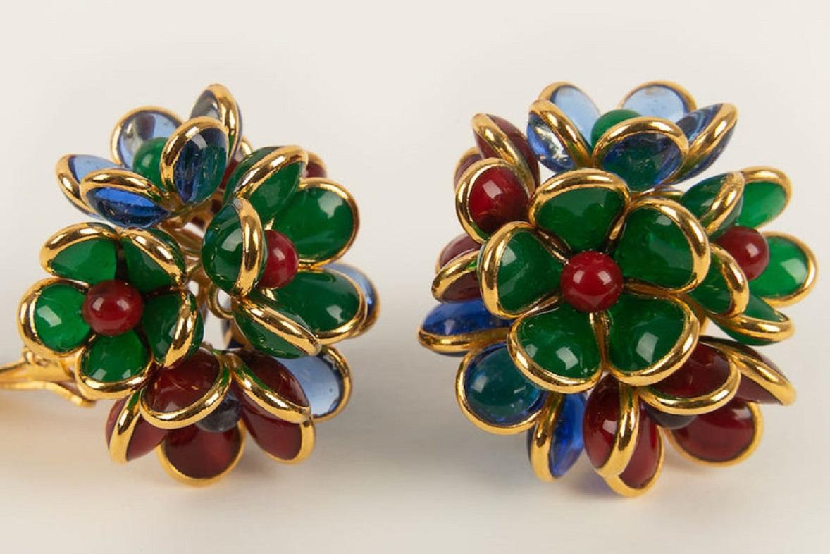 Augustine Gold-Plated Metal and Glass Paste Clip Earrings For Sale 2
