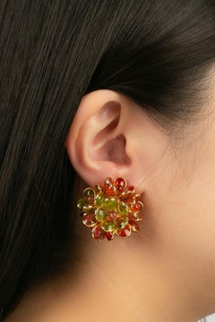 Augustine Gold Plated Metal and Glass Paste Earrings