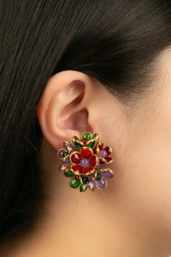 Augustine Gold Plated Metal and Glass Paste Earrings