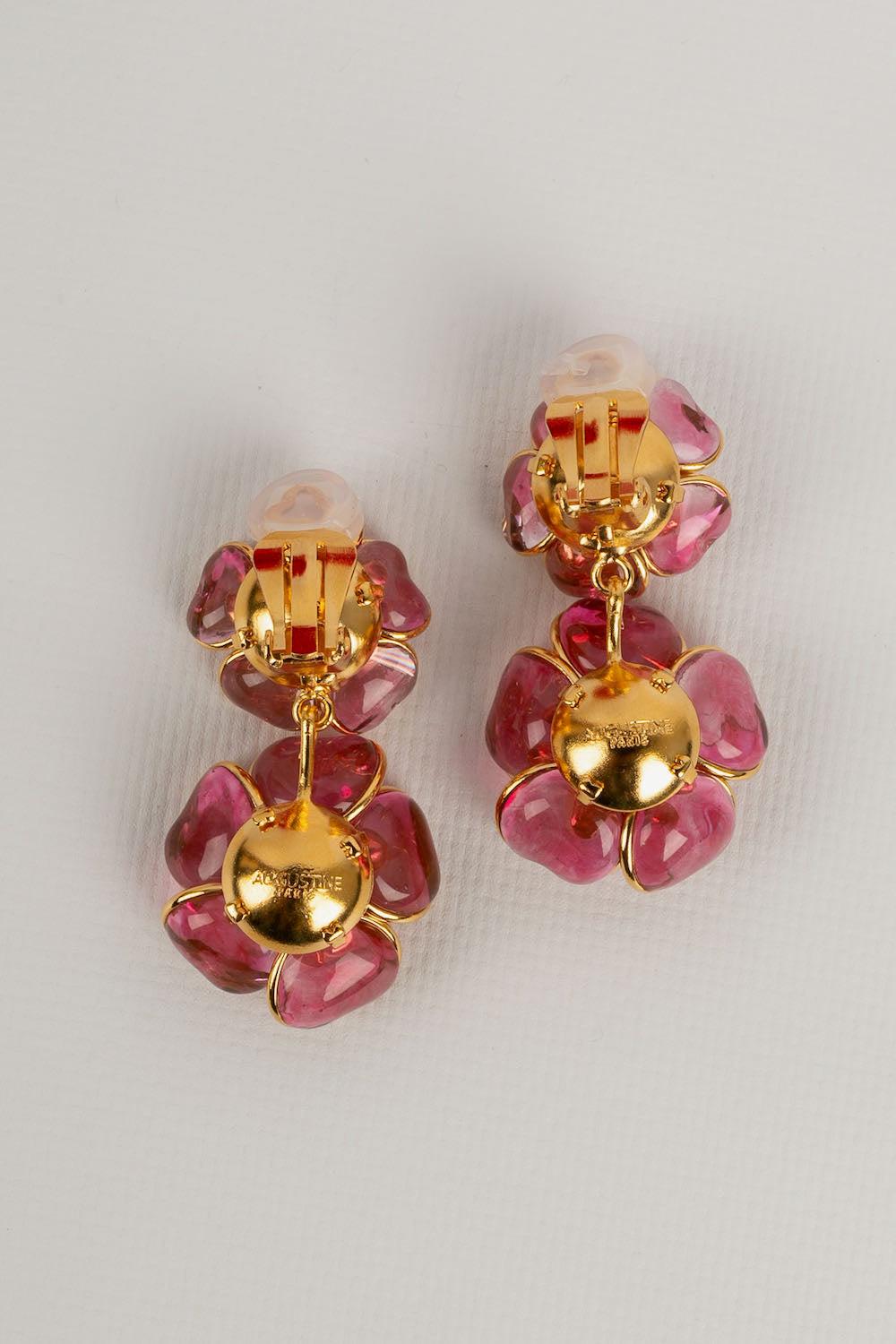 Women's Augustine Golden Metal and Glass Paste Clip-on Earrings For Sale