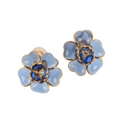 Boucles d'oreilles à clip en métal doré et pâte de verre Augustine