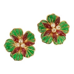 Augustine Golden Metal and Glass Paste Earrings