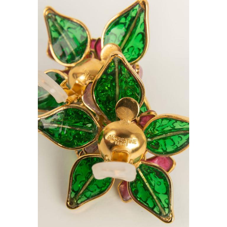 Orecchini a clip Augustine in metallo dorato e strass in vendita 2