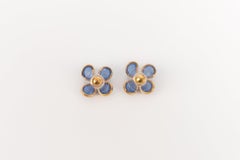 Augustine Golden Metal Blue Earrings with Rhinestones