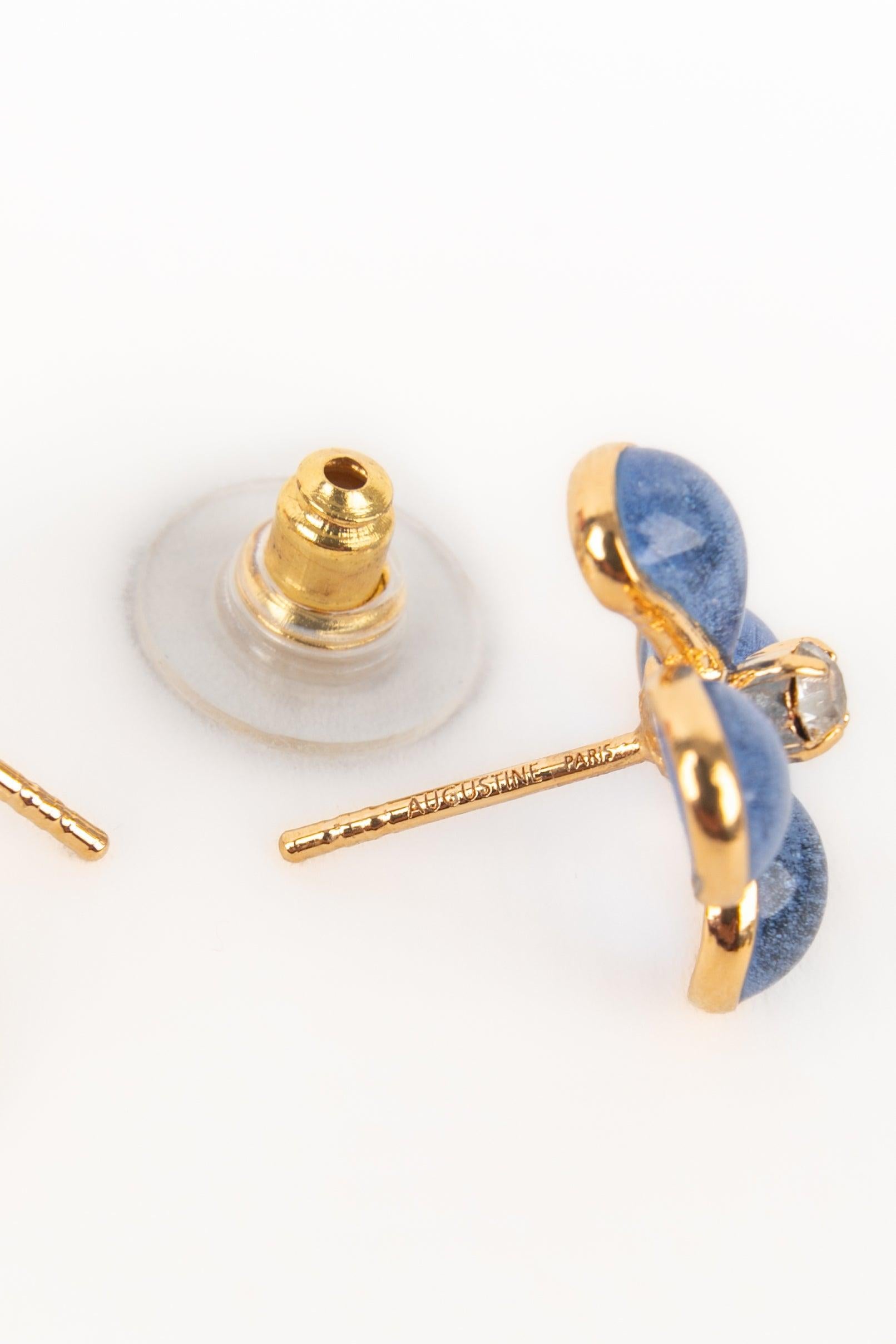 Donna Orecchini Augustine in metallo dorato blu con strass in vendita