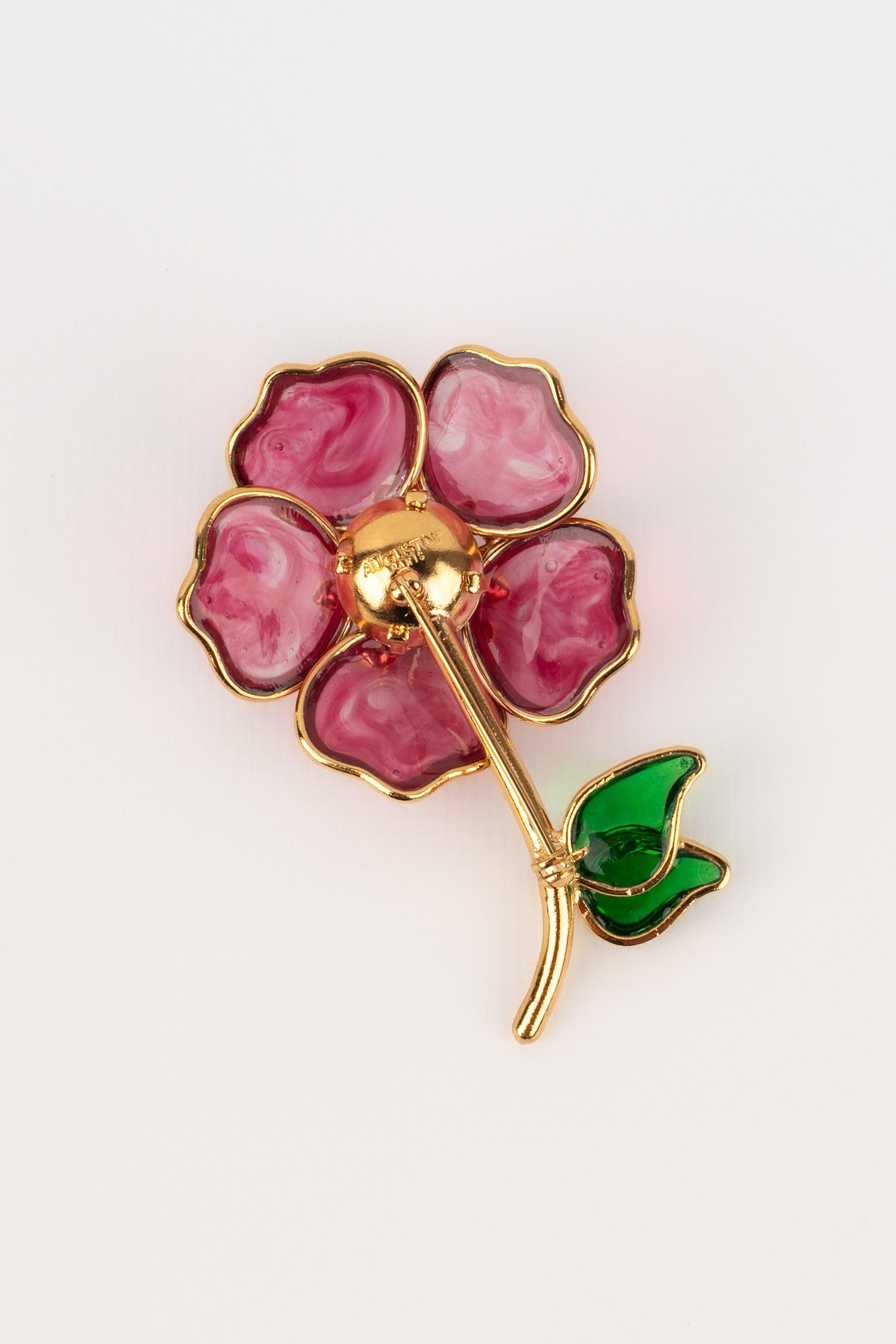 Broche de metal dorado Augustine con pasta de vidrio en Excelente estado para la venta en SAINT-OUEN-SUR-SEINE, FR