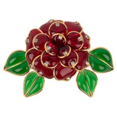 Augustine Golden Metal Brooch with Rhinestones