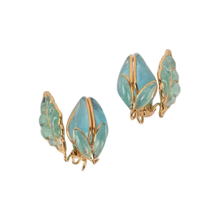 Boucles d'oreilles à clip en métal doré Augustine