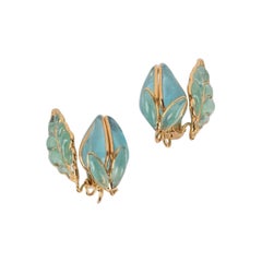 Boucles d'oreilles à clip en métal doré Augustine