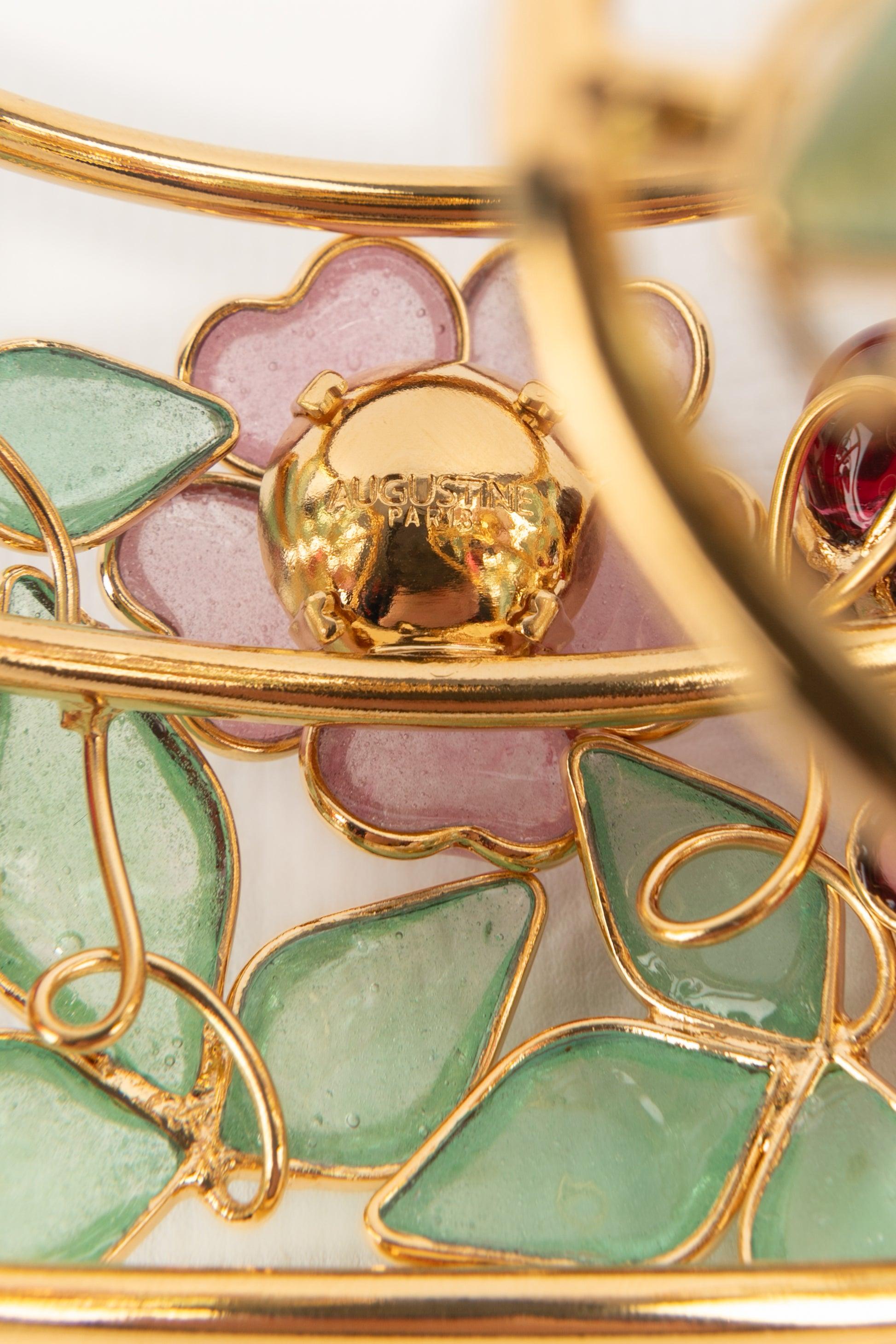 Augustine Golden Metal Cuff Flower Bracelet For Sale 4