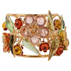 Augustine Golden Metal Cuff Flower Bracelet