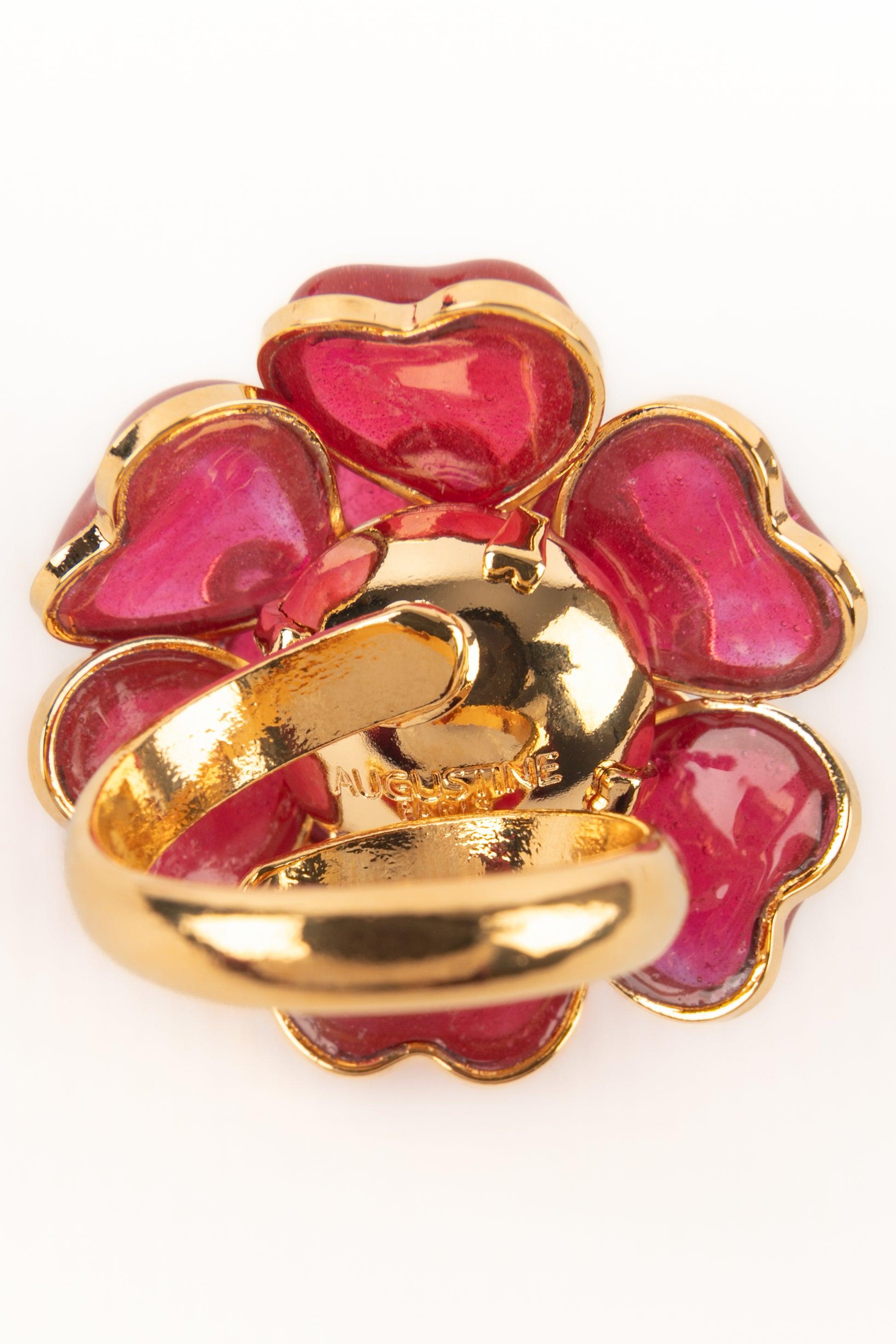 Augustine Goldener Metall-Dunkelpink-Ring Damen im Angebot