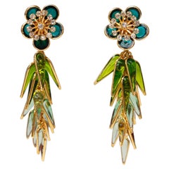 Boucles d'oreilles Augustine en métal doré avec pâte de verre et strass