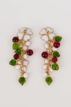 Augustine Golden Metal Earrings with Glass Paste