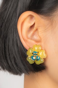Augustine Golden Metal Earrings with Glass Paste