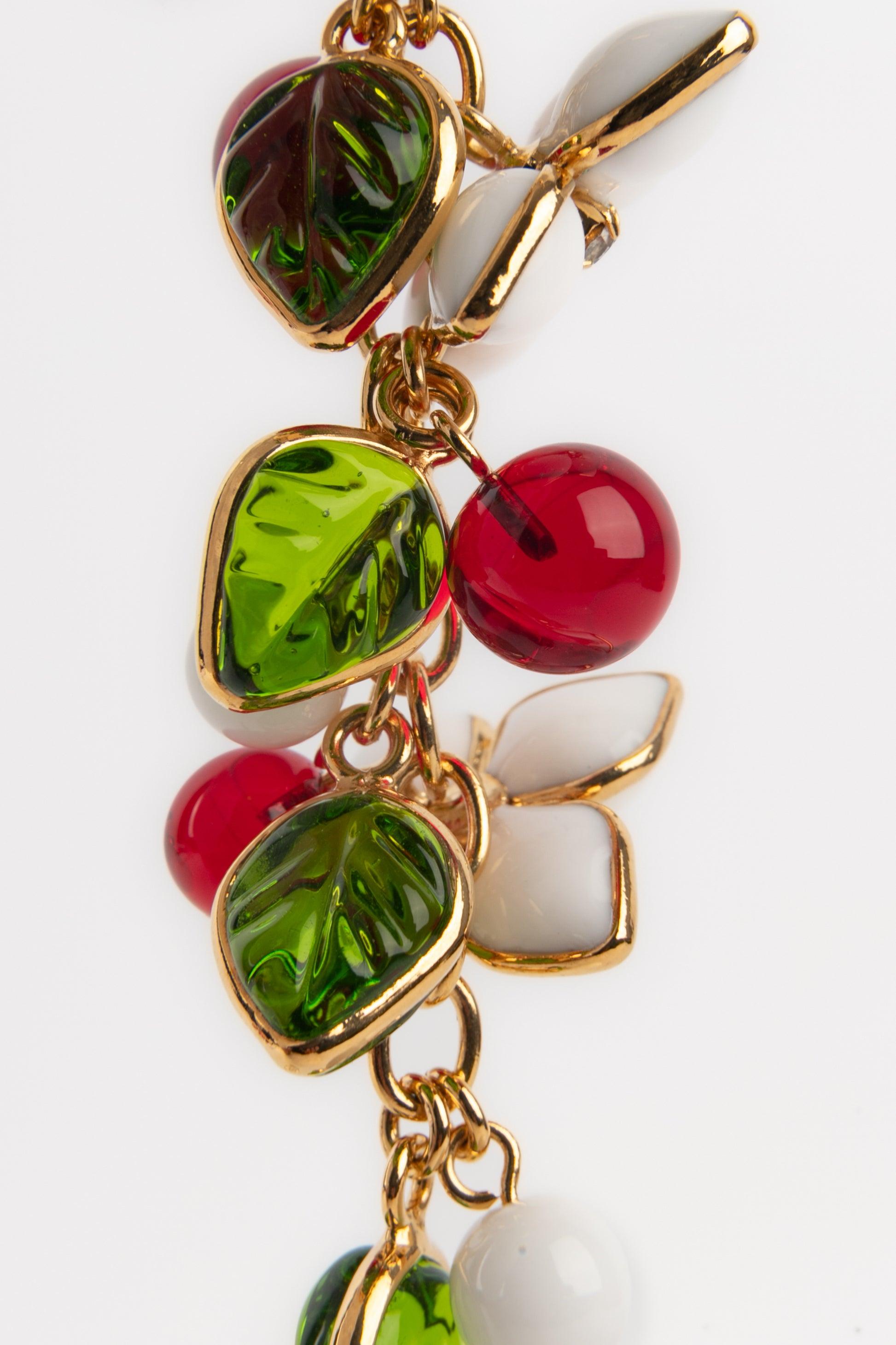 Augustine Golden Metal Earrings with Glass Paste In Excellent Condition For Sale In SAINT-OUEN-SUR-SEINE, FR