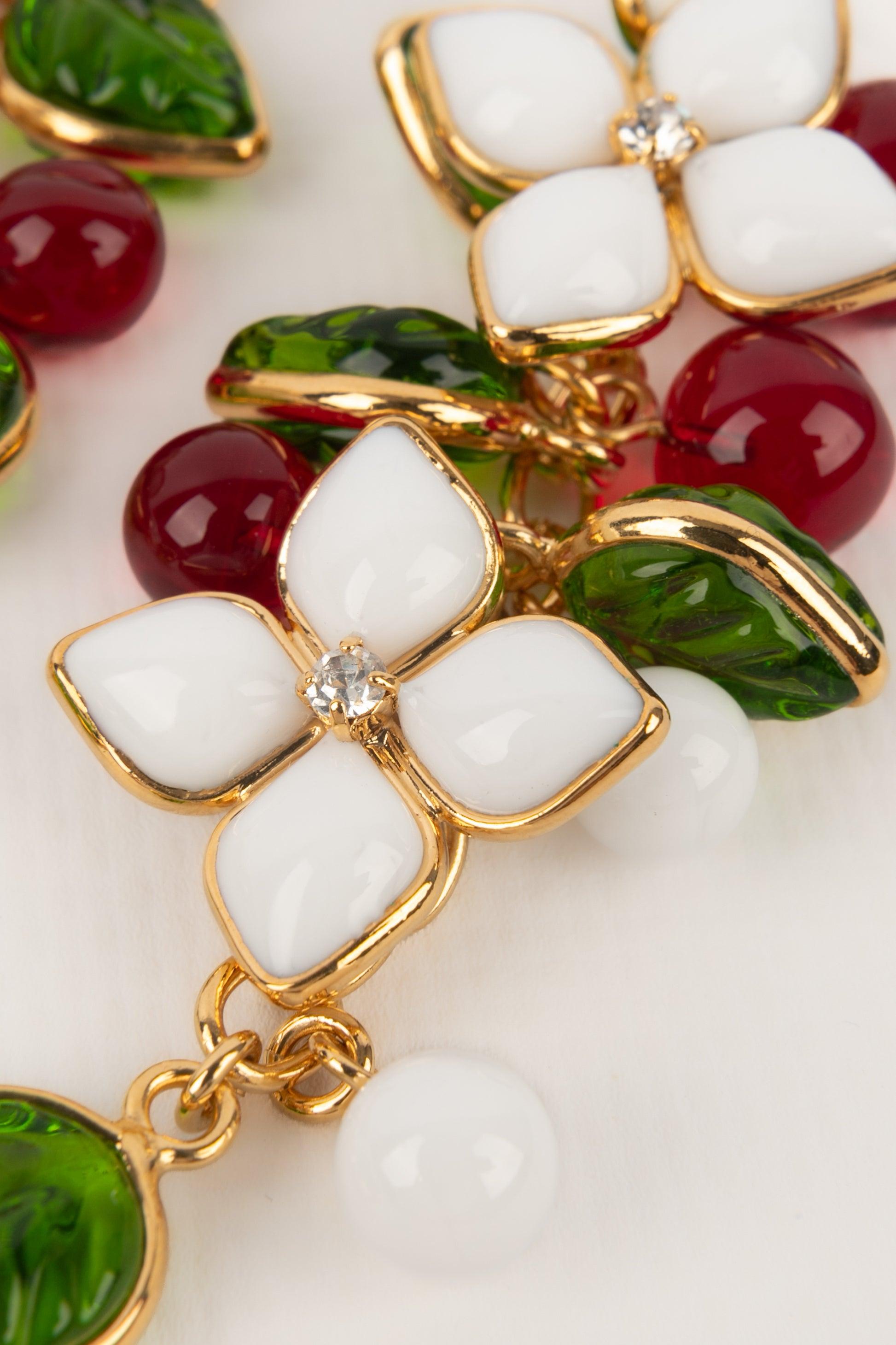 Women's Augustine Golden Metal Earrings with Glass Paste For Sale