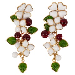 Augustine Golden Metal Earrings with Glass Paste