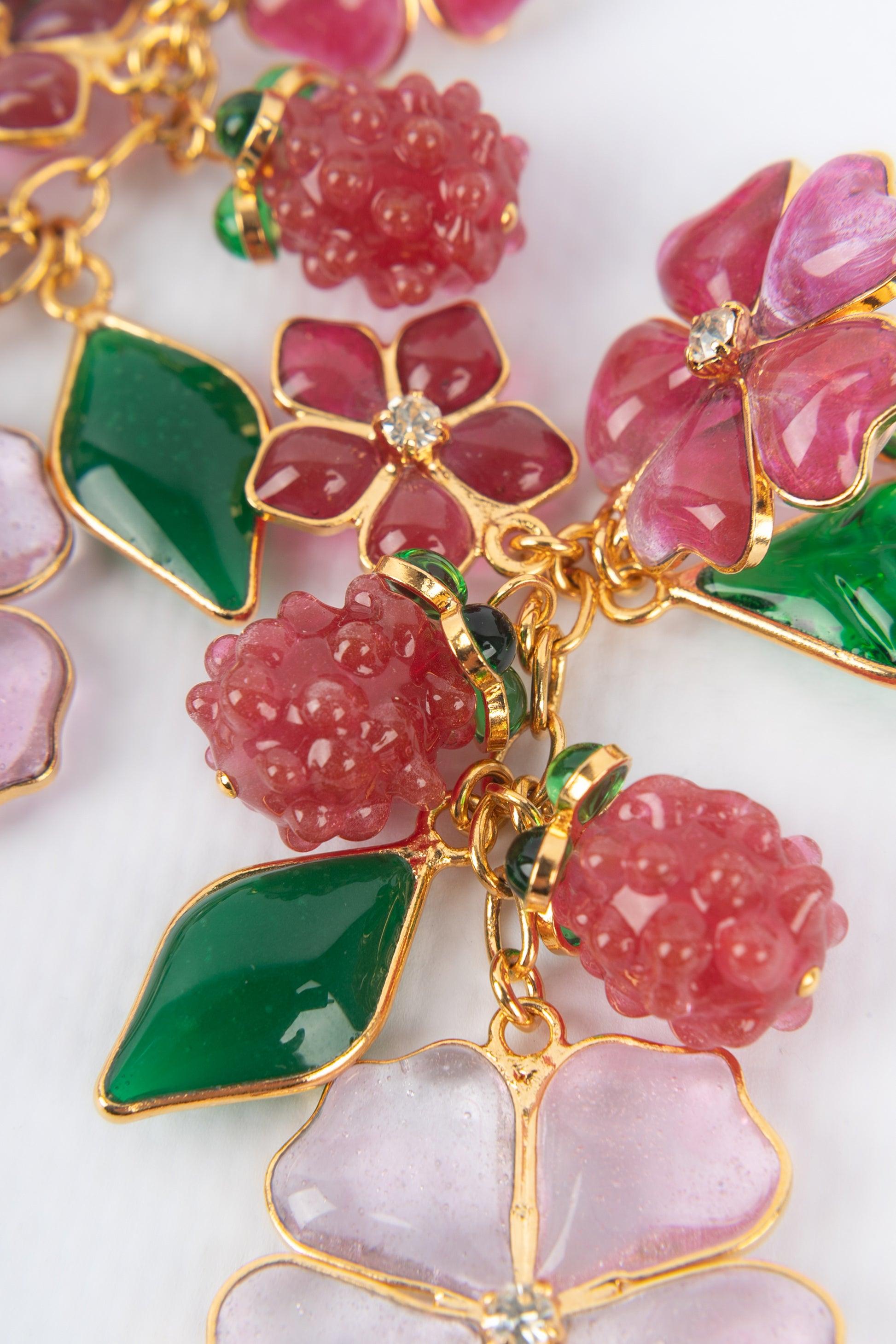 Women's Augustine Golden Metal Earrings with Glass Paste Raspberries  For Sale