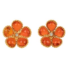 Boucles d'oreilles Augustine en métal doré  Avec pâte de verre orange