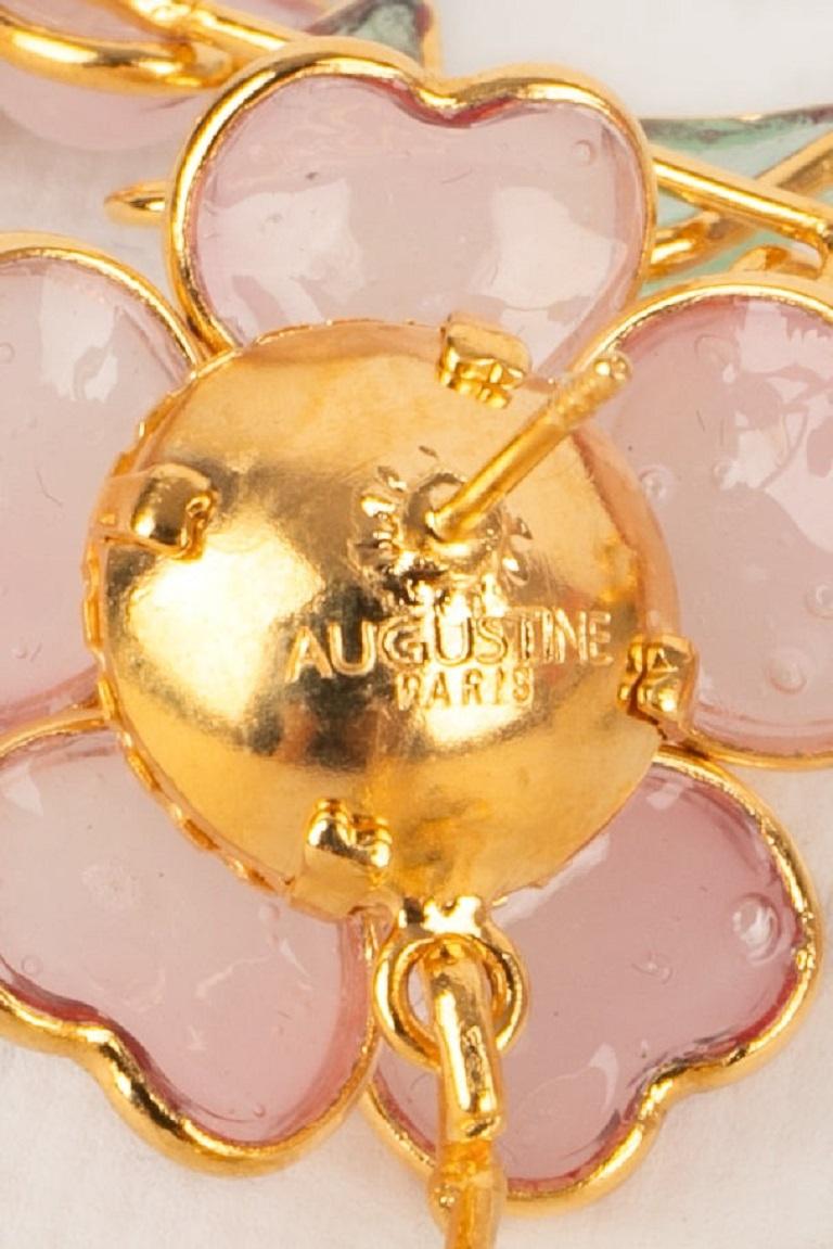 Orecchini Augustine in metallo dorato e pasta di vetro rosa in vendita 3