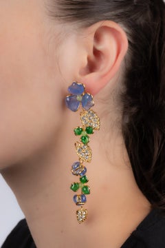 Augustine Golden Metal Earrings with Rhinestones and Glass Paste