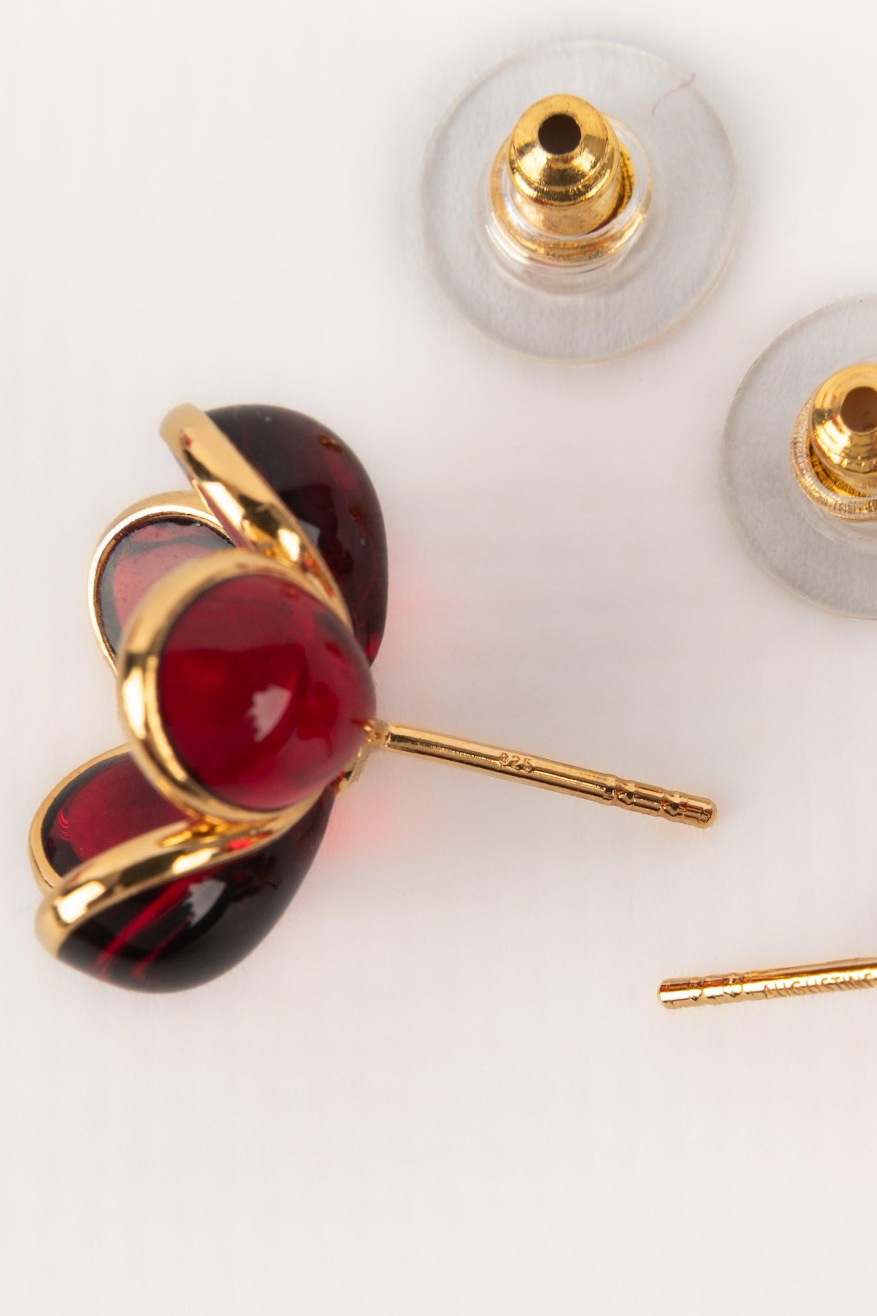 Augustine Golden Metal Earrings with Rhinestones 1