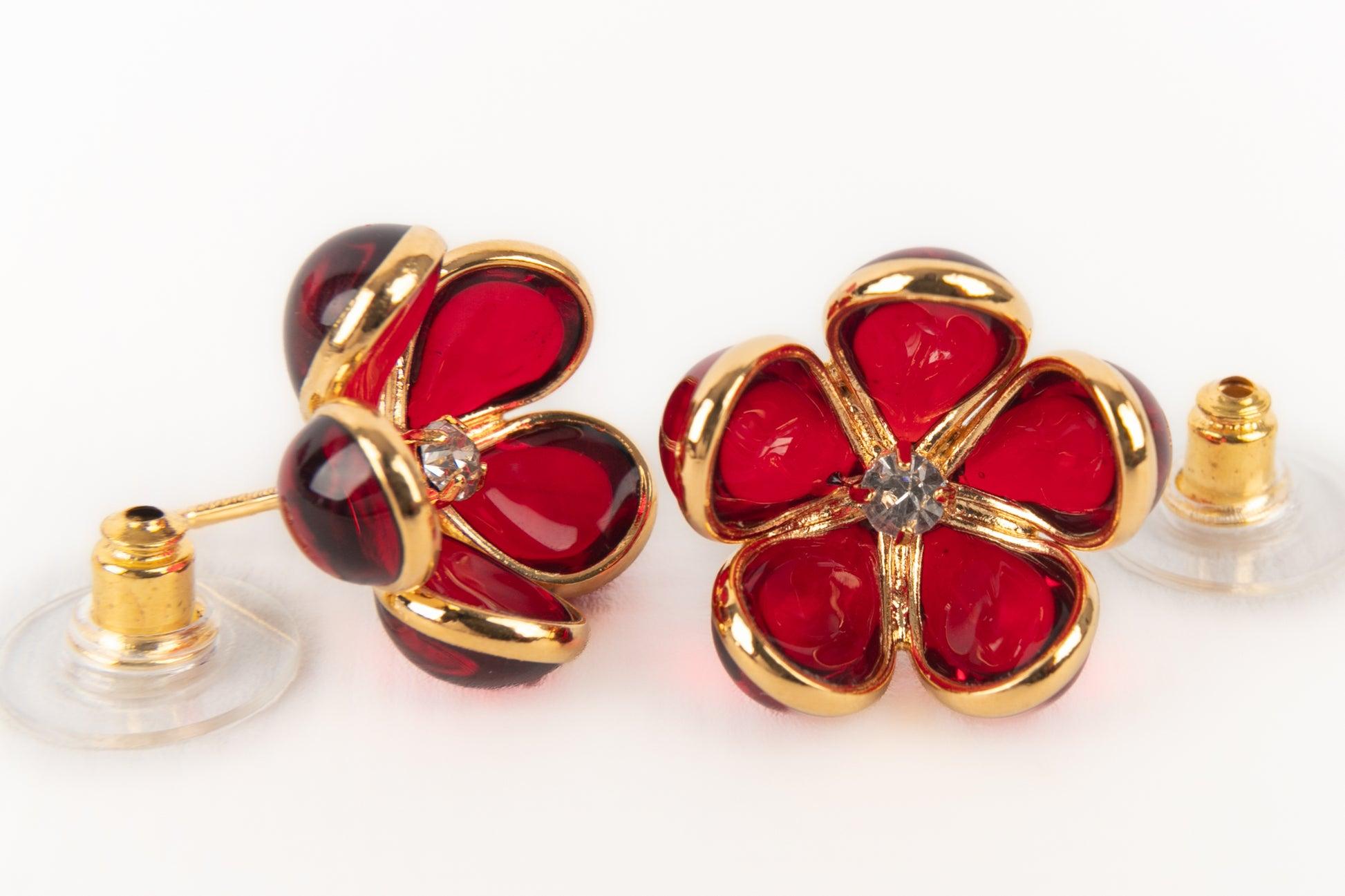 Augustine Golden Metal Earrings with Rhinestones 2