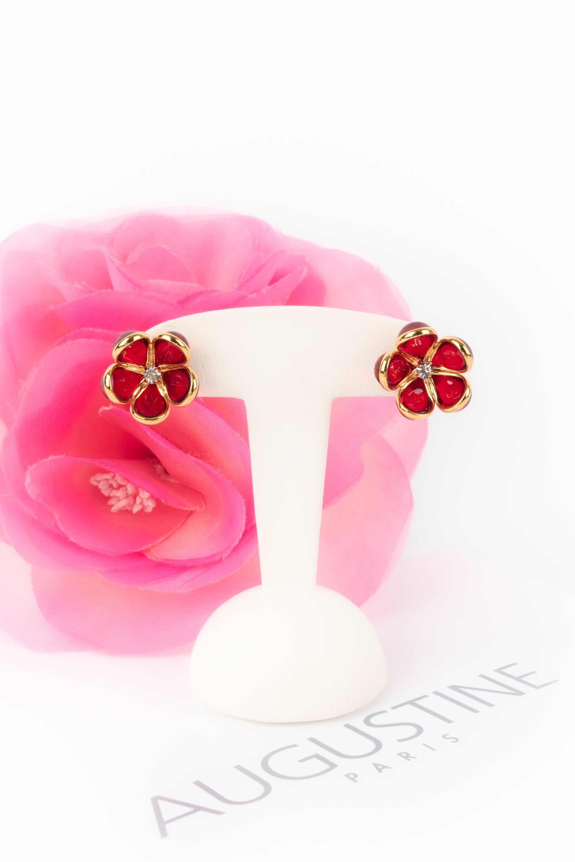 Augustine Golden Metal Earrings with Rhinestones 3