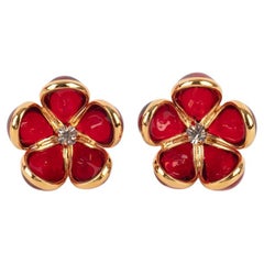Augustine Golden Metal Earrings with Rhinestones