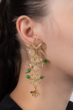 Augustine Golden Metal Earrings with Transparent Yellow Glass Paste