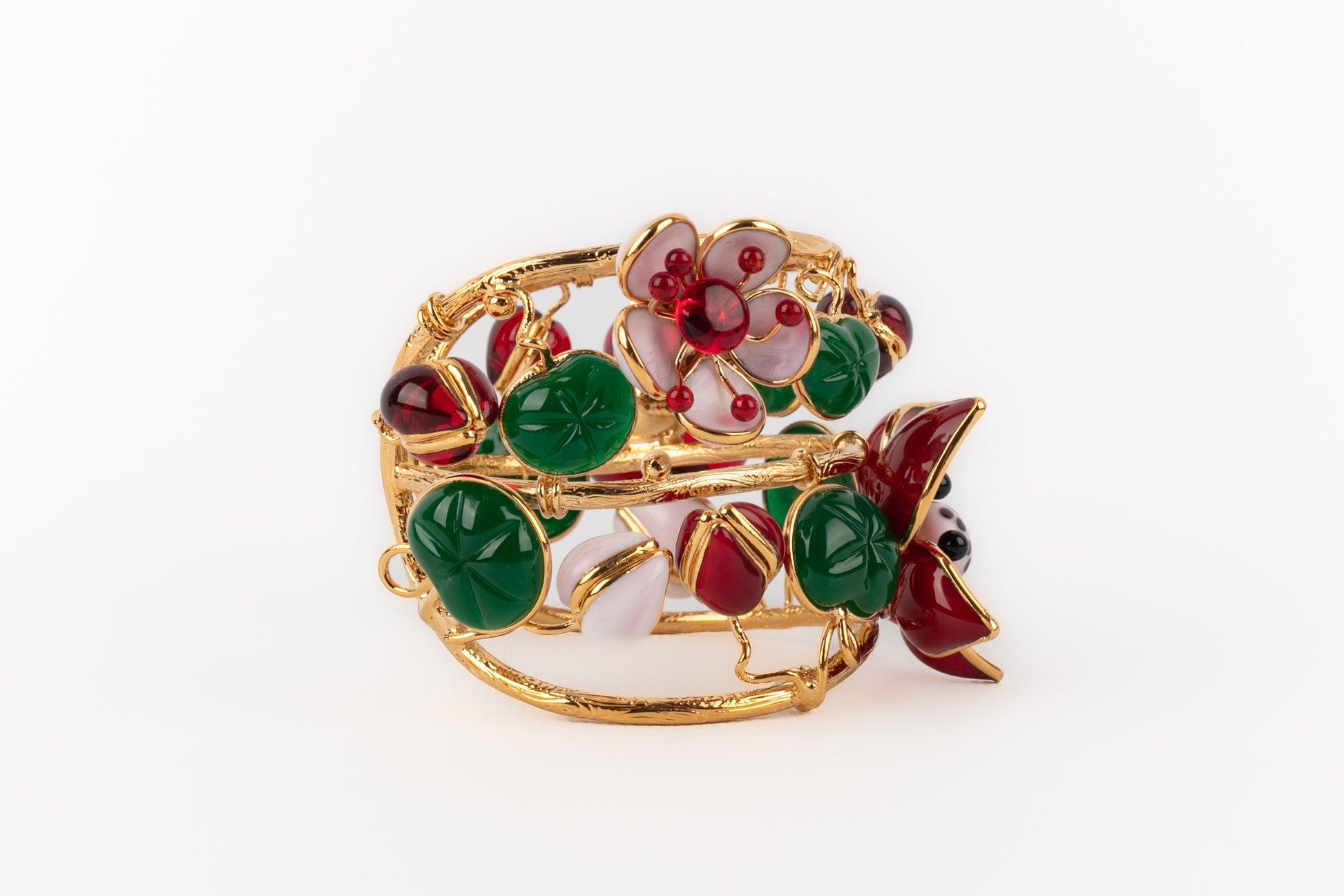 Bracciale Augustine con fiori in metallo dorato In condizioni ottime in vendita a SAINT-OUEN-SUR-SEINE, FR