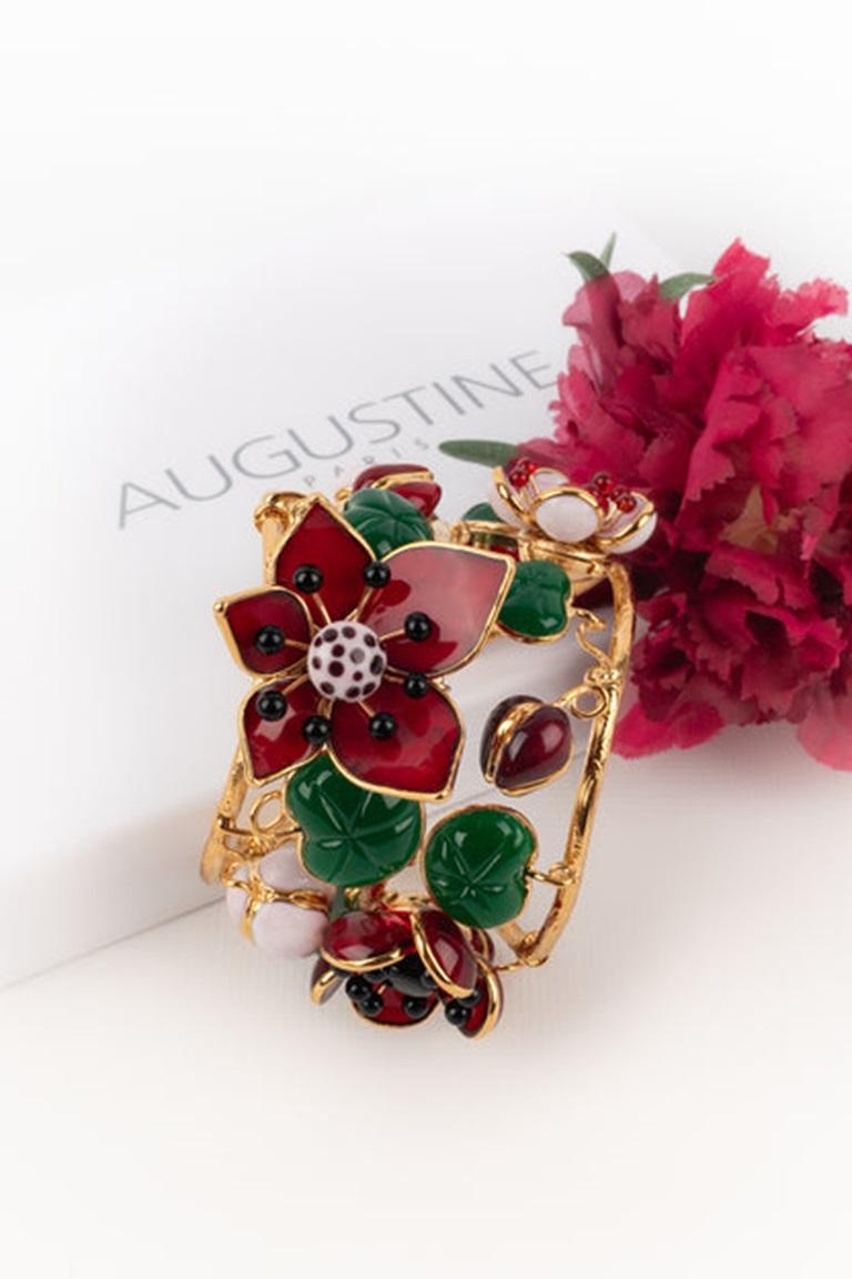Bracciale Augustine con fiori in metallo dorato in vendita 4