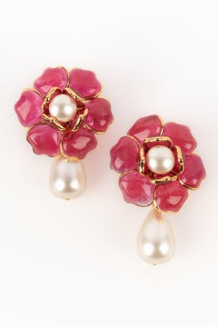 Antique Augustine Golden Metal Flower Earrings