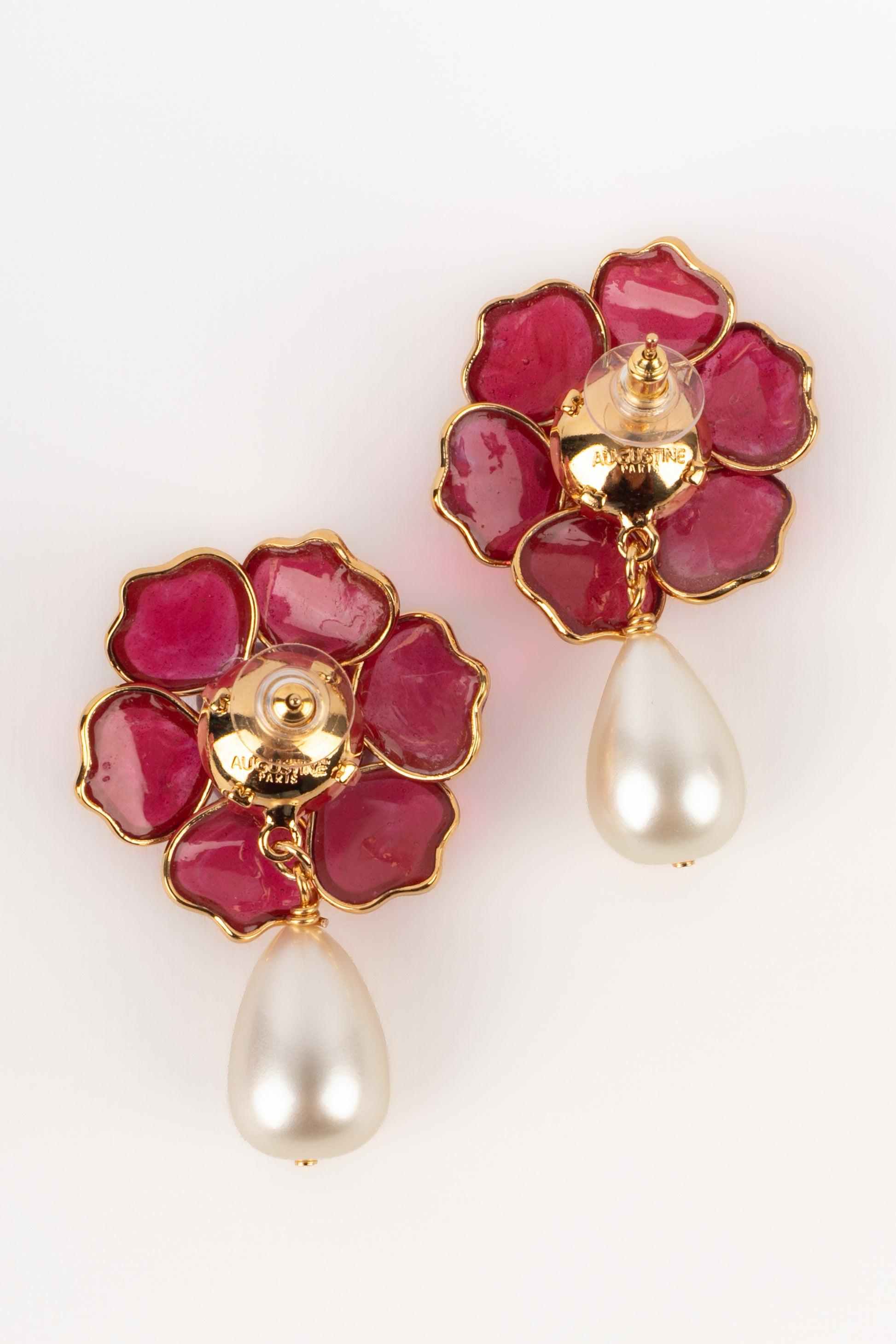 Augustine Golden Metal Flower Earrings For Sale 2