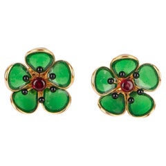 Augustine Boucles d'oreilles fleurs en métal doré