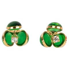 Augustine Golden Metal Flower Earrings with Glass Paste and  Rhinestone