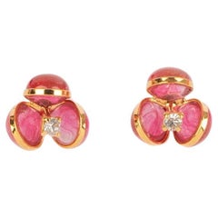 Augustine Golden Metal Flower Earrings with Glass Paste