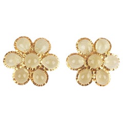 Boucles d'oreilles Augustine Fleur en métal doré avec pâte de verre