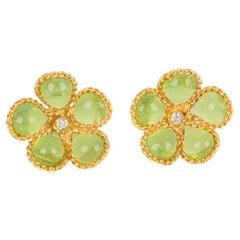 Boucles d'oreilles Augustine Fleur en métal doré avec pâte de verre