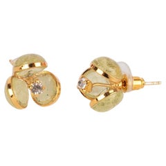 Augustine Golden Metal Flower Earrings with Rhinestone