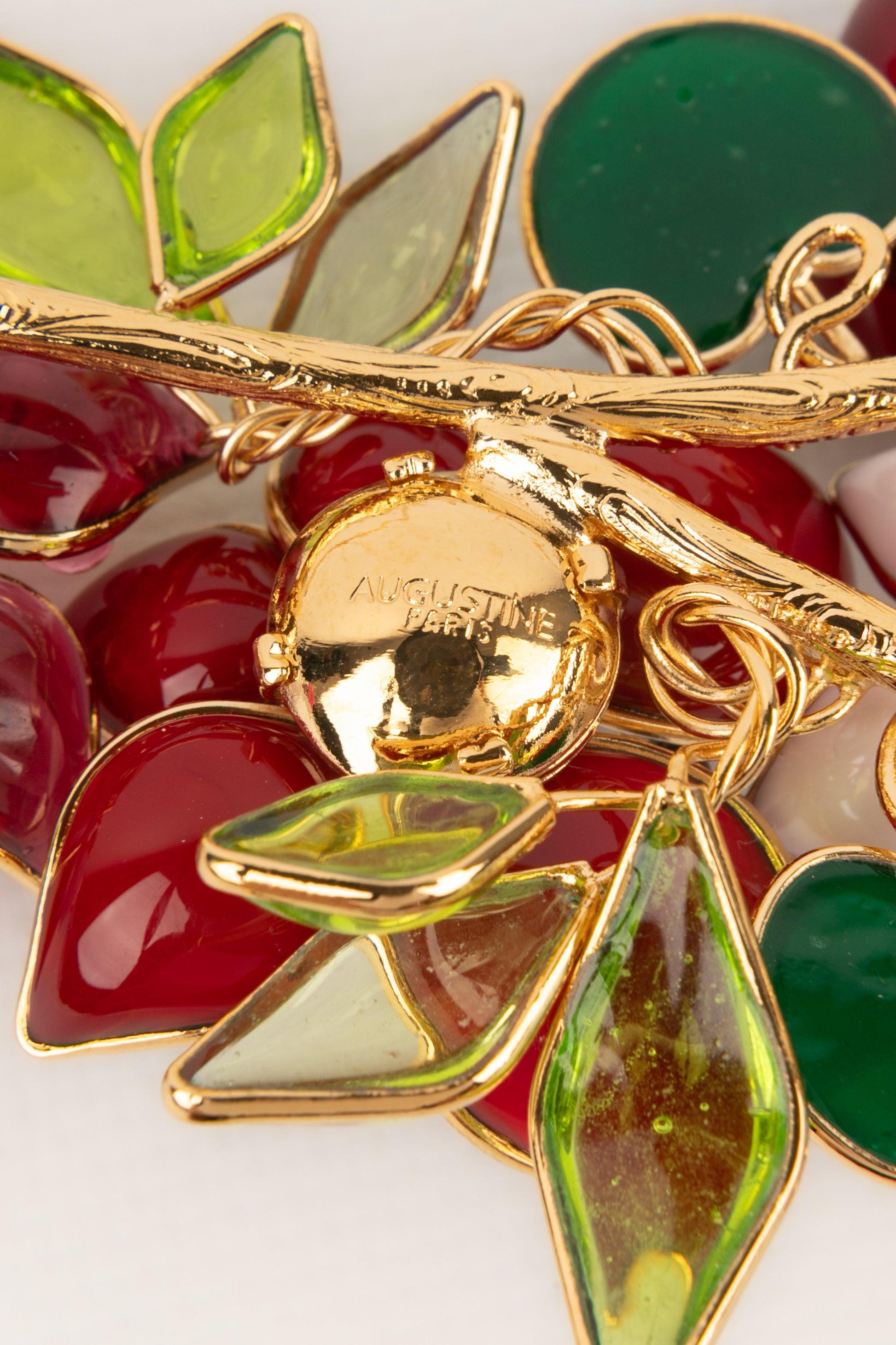 Augustine Golden Metal Flower Necklace with Glass Paste For Sale 3